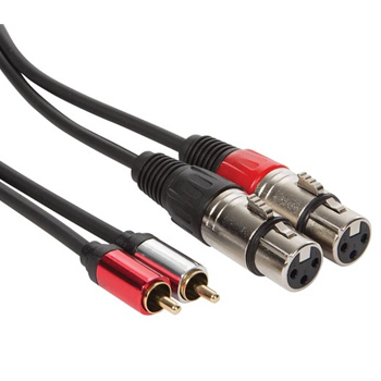 Cabo Áudio 2x XLR Fêmea para 2x RCA Macho 1,2m
